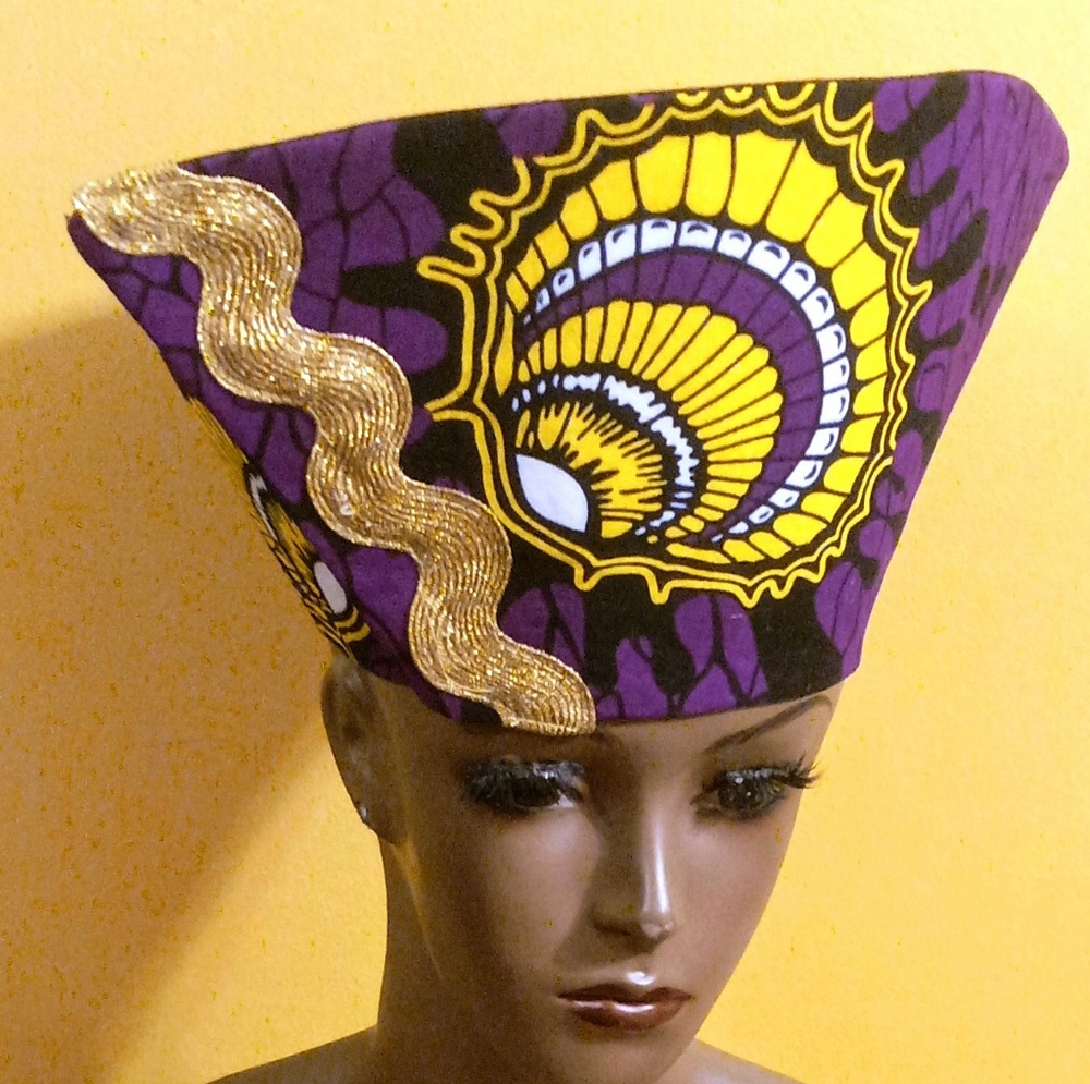 NEW - ONE OF A KIND HANDMADE AFRICAN ZULU BUCKET WRAP HAT OPEN TOP 23"